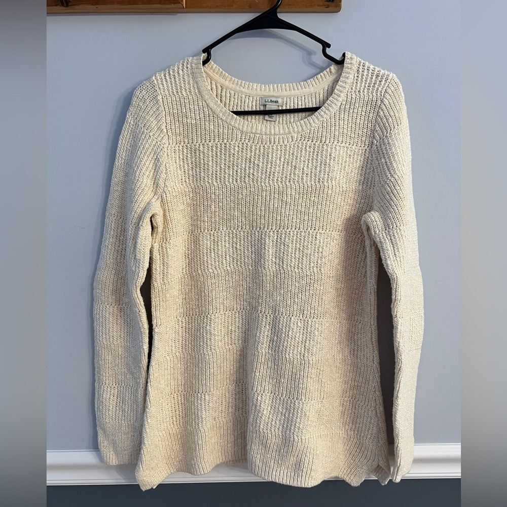 L.L. Bean Cream Off White 100% Cotton Knit Sweater Women’s Medium